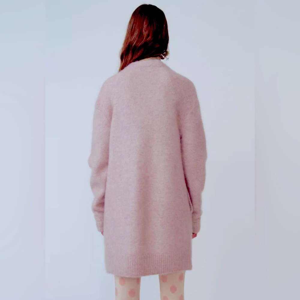Acne Studios Raya Wool Mohair Oversize Long Cardigan Open Front Pockets Sz S - Picture 12 of 12